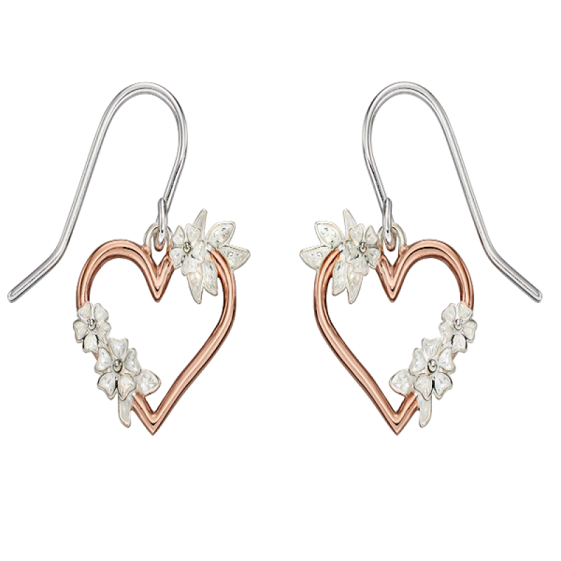 Delicate Heart Floral Earrings